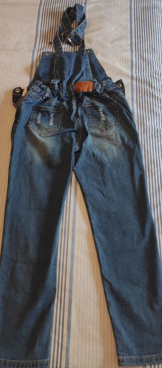 Pantalón peto vaquero niña 7-8 años color azul