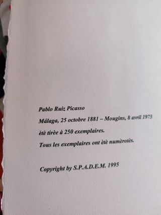 Preciosa litografia de Picasso ed.limit.