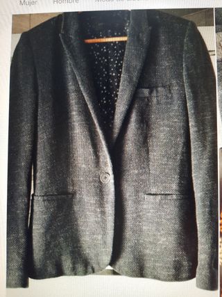 ZARA 40  42 chaqueta azul coderas gris talla L