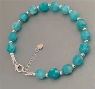 Pulsera, plata ley y amazonita 