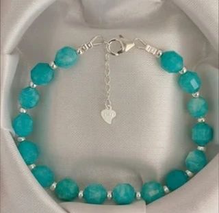 Pulsera, plata ley y amazonita 