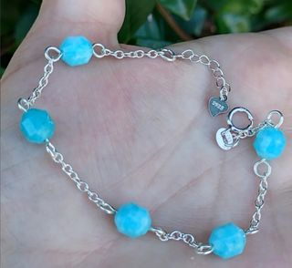 Pulsera, plata ley y amazonita 