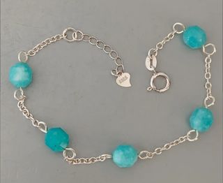 Pulsera, plata ley y amazonita 