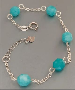 Pulsera, plata ley y amazonita 