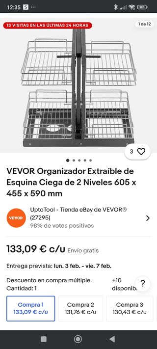 Organizer rimovibile per angolo cucina