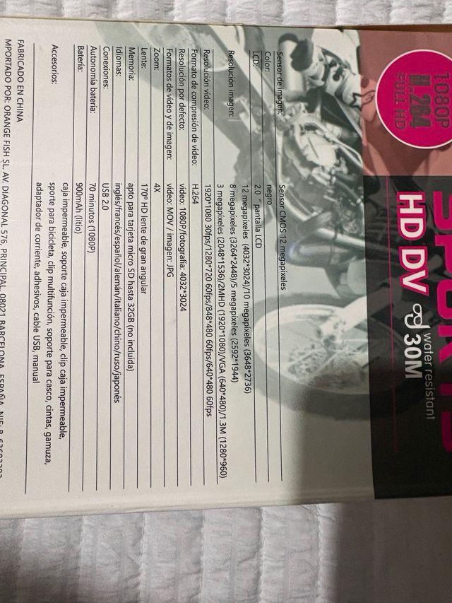 Camara sports HD DV 1080P