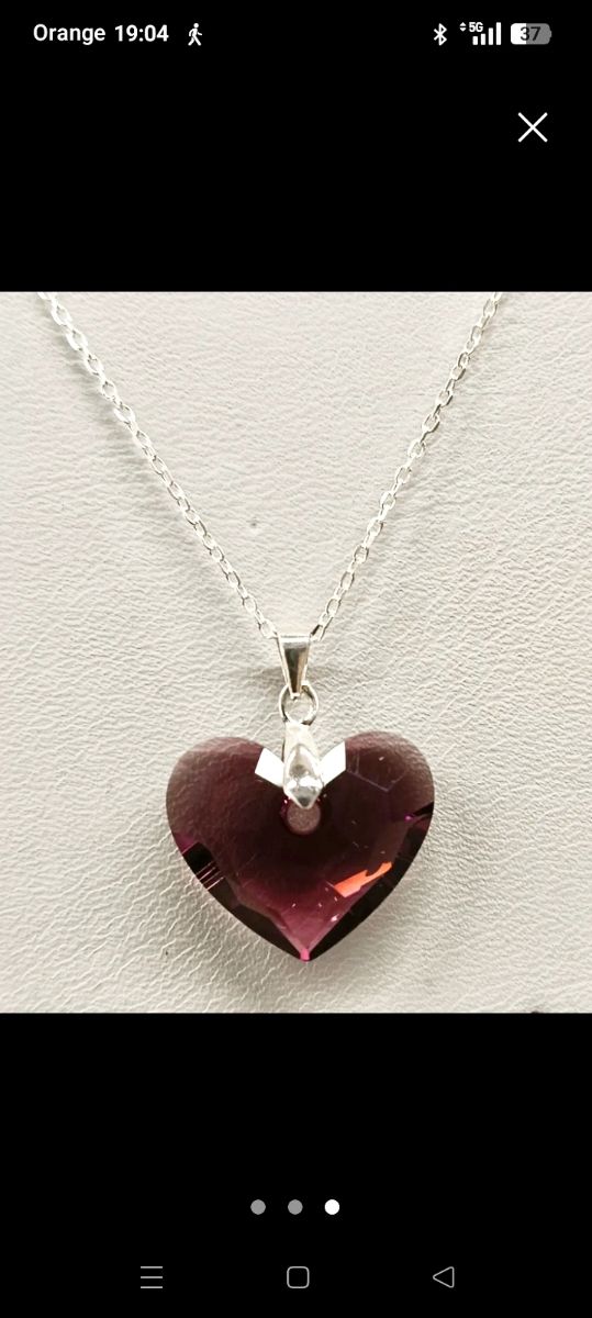 Colgante plata y corazón Swarovski