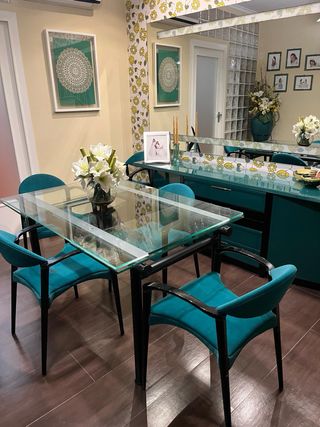 Mesa de cristal extensible para comedor de diseño