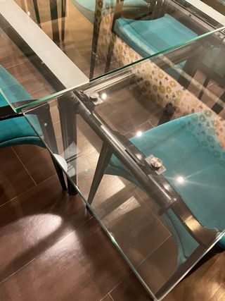 Mesa de cristal extensible para comedor de diseño