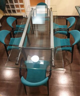 Mesa de cristal extensible para comedor de diseño