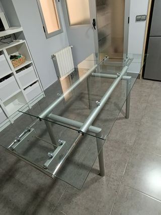 Mesa extensible cristal templado 