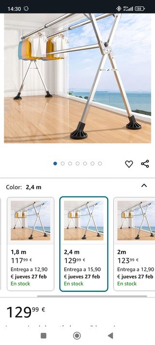 Tendedero de interior 2,4 metros. Nuevo, sin estre