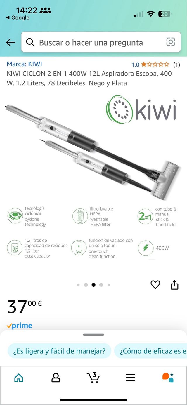 NUEVO! Aspirador KIWI CICLON 2 en 1