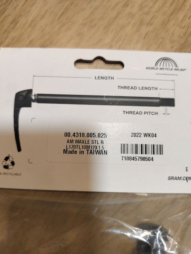 Eje rock shock l 170