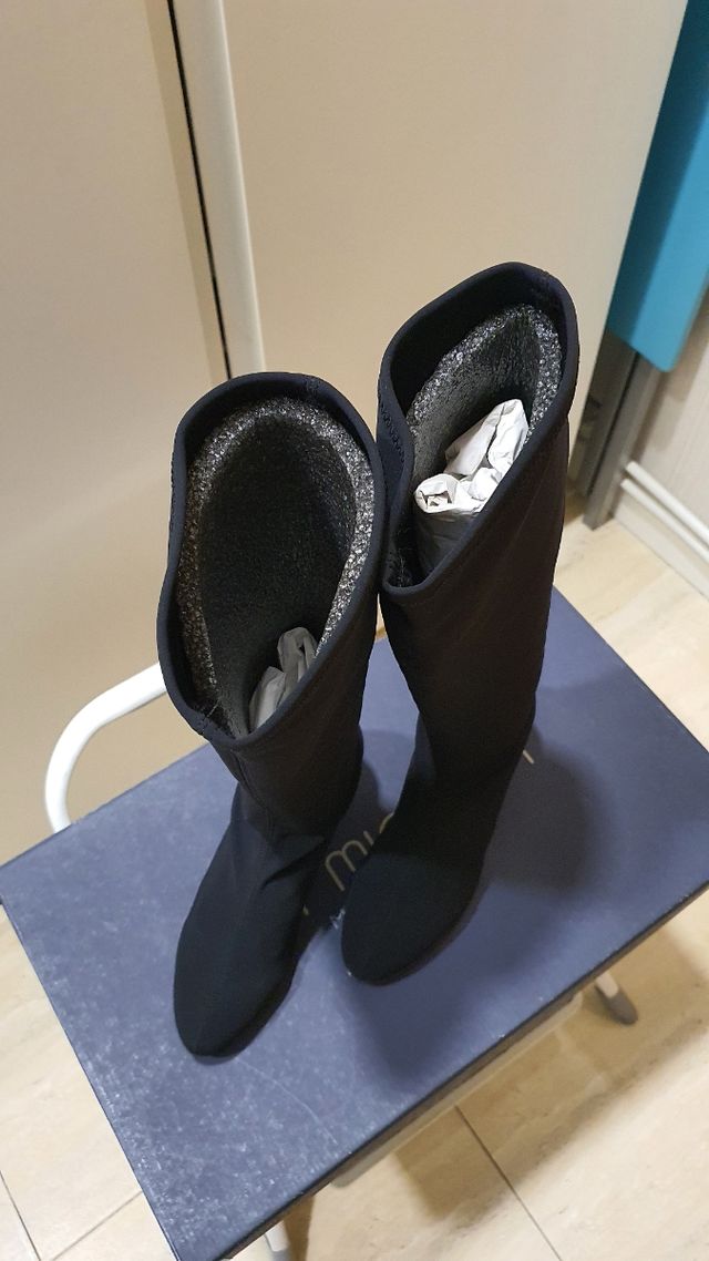 Bota en licra Nicole negra. Tacón fdo.