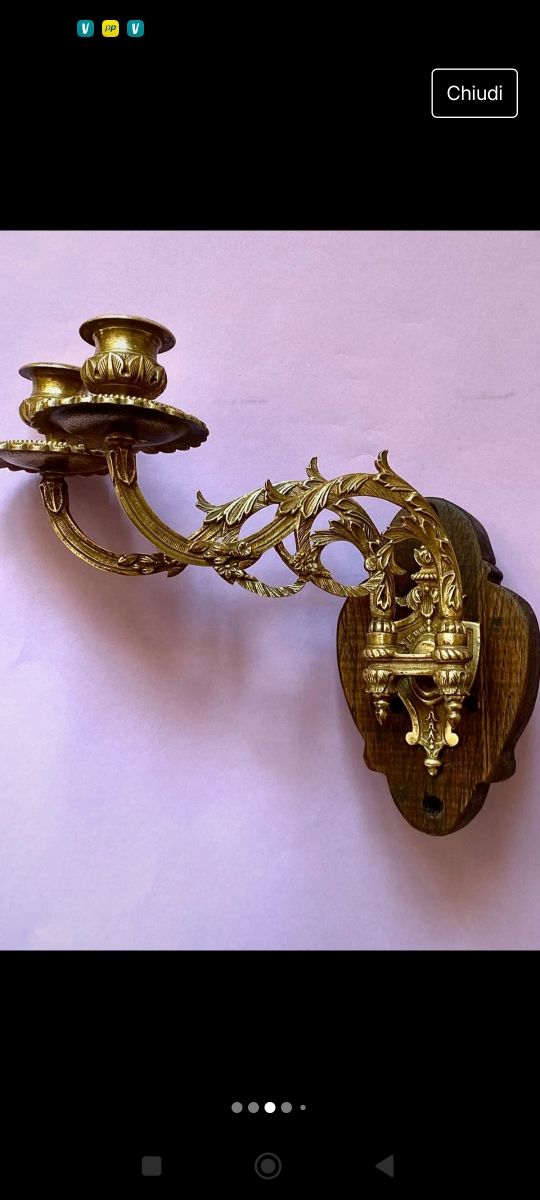 Porta candela applique bronzo d'epoca epoca