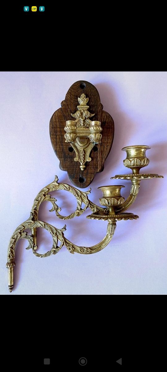 Porta candela applique bronzo d'epoca epoca