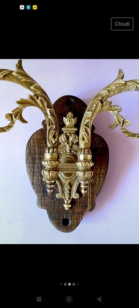 Porta candela applique bronzo d'epoca epoca