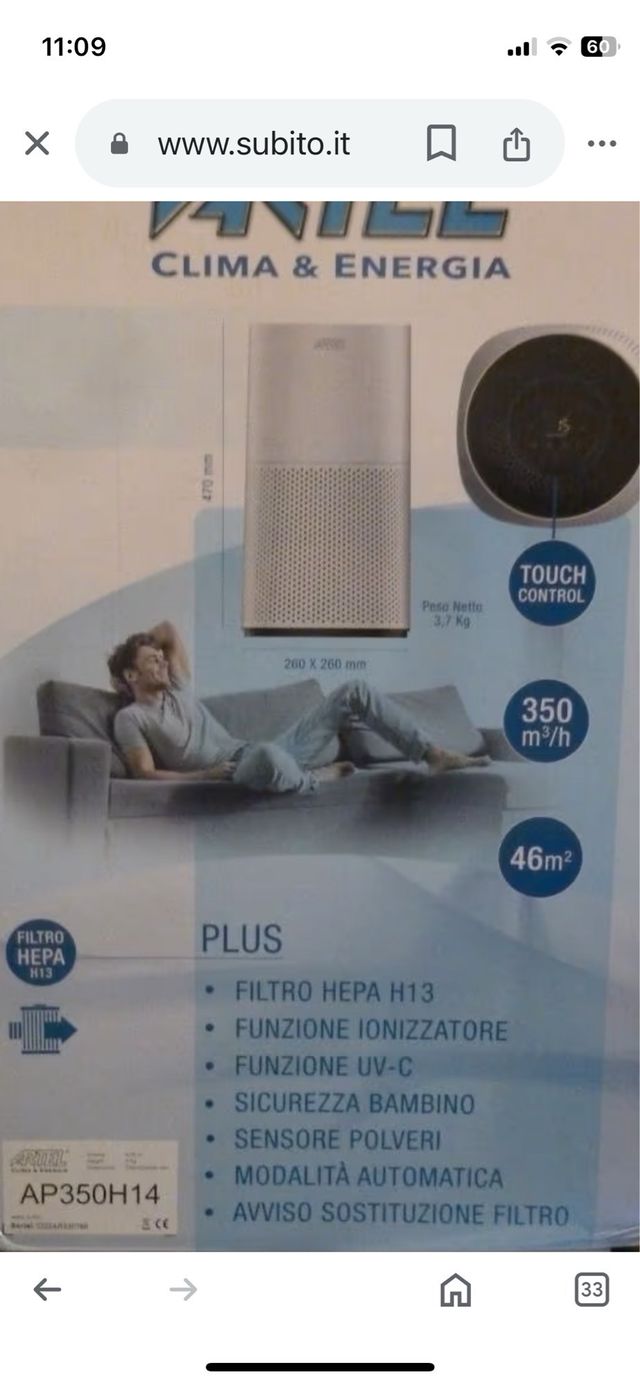 purificatore aria Artel