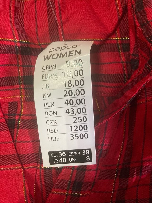 Camisa primark t38 cuadros rojos 