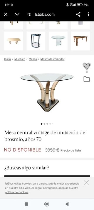 Mesa vintage colmillos elefante OPORTUNIDAD