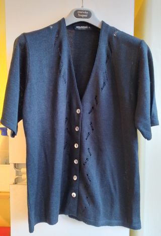 Cardigan Mami manica corta blu Tg XL . Cotone 50 %