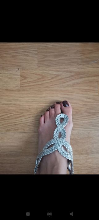 Sandalias planas mujer plateadas