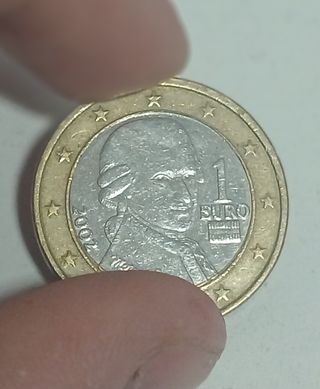 Moneda 1 euro con error de acuñacion Mozart 2002