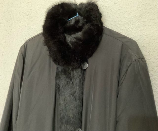 Abrigo 3/4 reversible de pelo de conejo