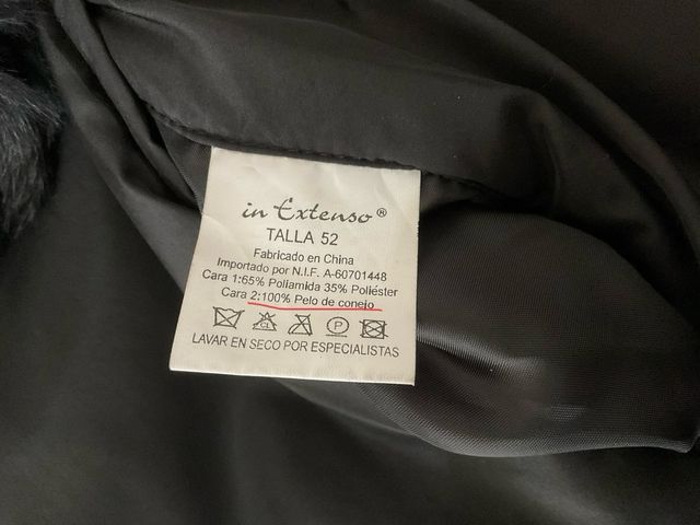 Abrigo 3/4 reversible de pelo de conejo