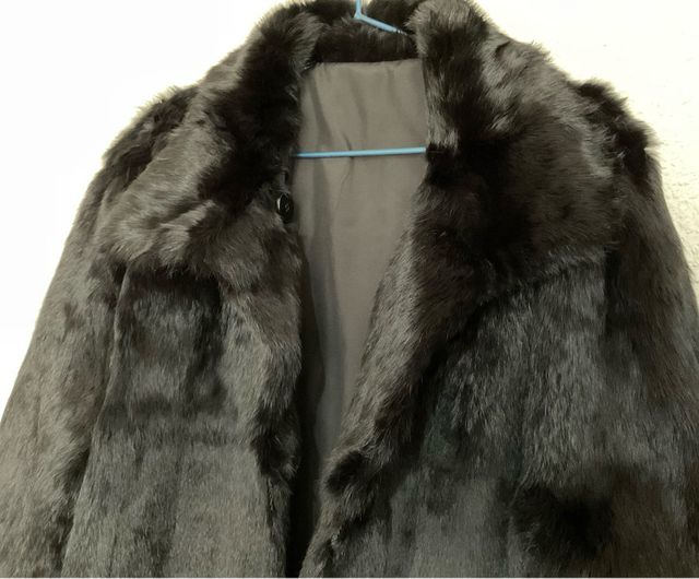 Abrigo 3/4 reversible de pelo de conejo