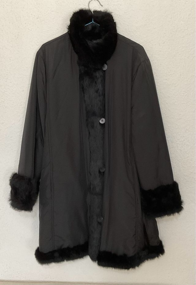 Abrigo 3/4 reversible de pelo de conejo