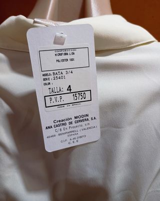 Bata larga cruzada tela fina talla L