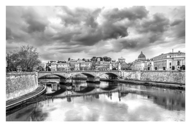 Quadro fotografico in bianco e nero veduta di Roma