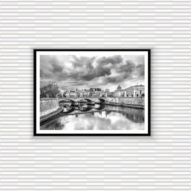 Quadro fotografico in bianco e nero veduta di Roma