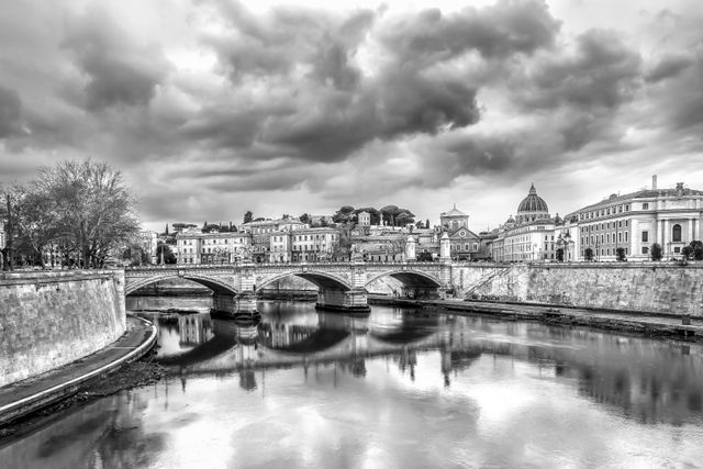 Quadro fotografico in bianco e nero veduta di Roma