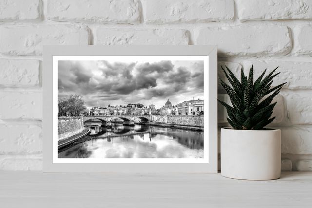 Quadro fotografico in bianco e nero veduta di Roma