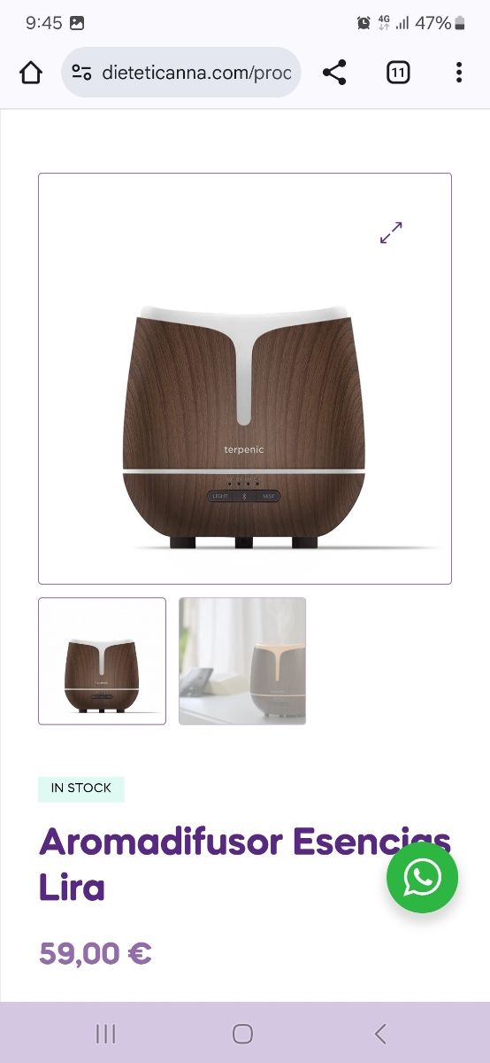 Difusor humidificador y 4 esencias TERPENIC NUEVO