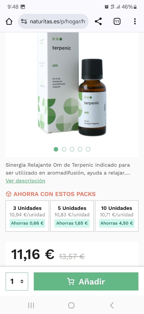 Difusor humidificador y 4 esencias TERPENIC NUEVO