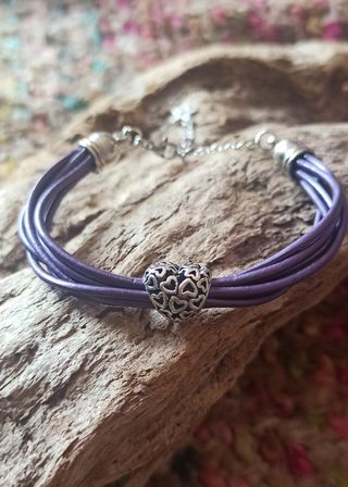 Pulsera cuero perla