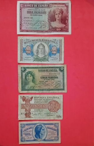 Lote 5 billetes II REPÚBLICA