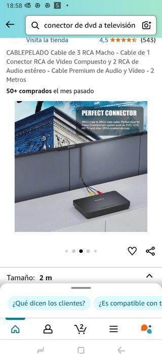 Cable adaptador TV a DVD...