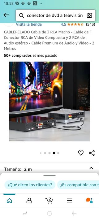 Cable adaptador TV a DVD...