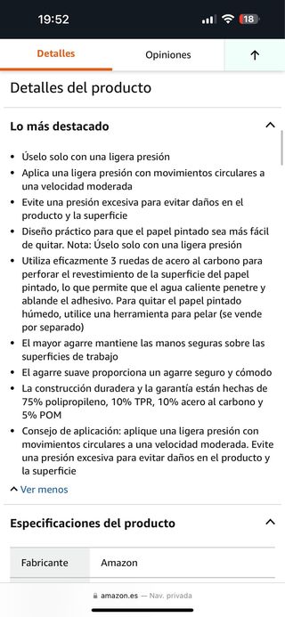 Herramienta para eliminar papel de pared