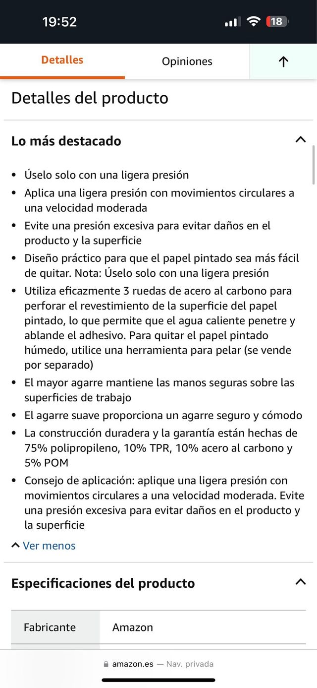 Herramienta para eliminar papel de pared