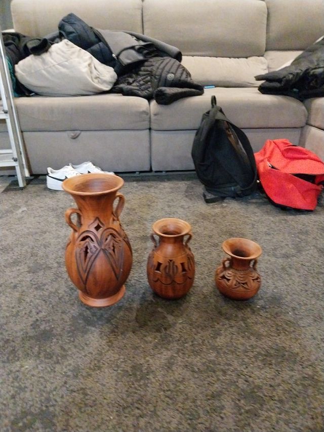 3 jarrones artesanales adorno 