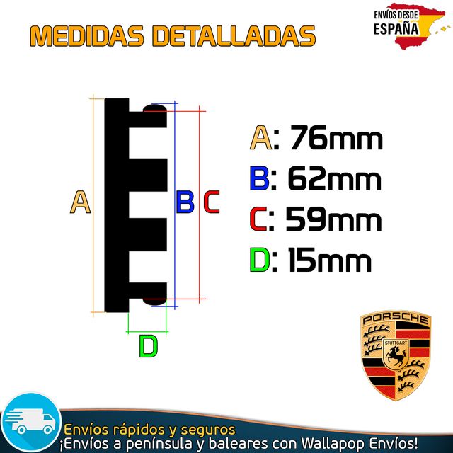4 Tapacubos Porsche Para Llantas Originales 76mm