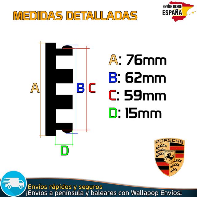 4 Tapacubos Porsche Para Llantas Originales 76mm