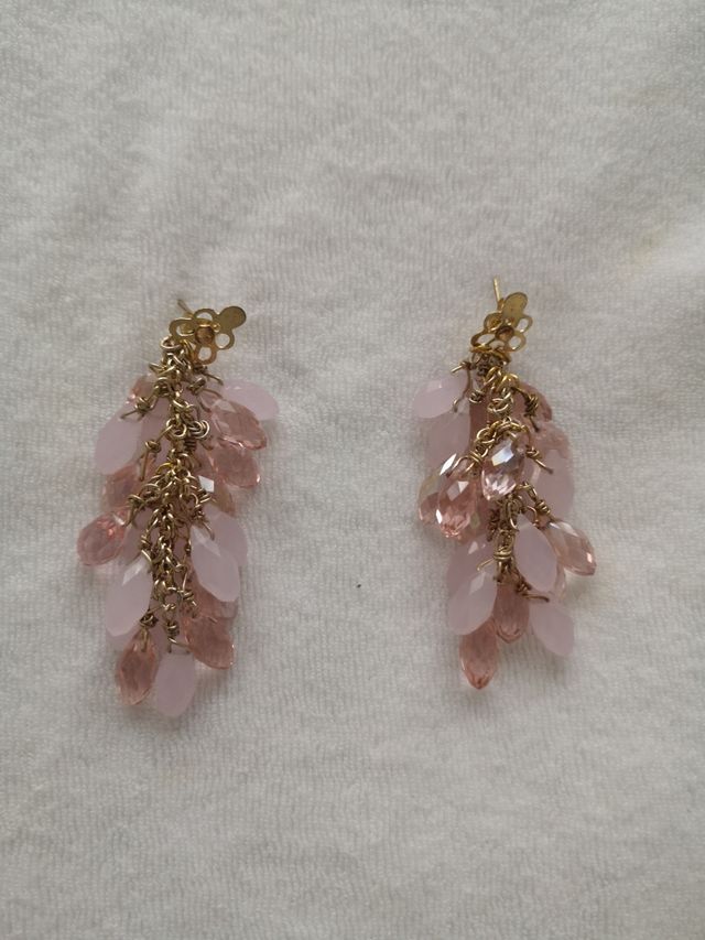 Pendientes bisuteria dorados y rosas