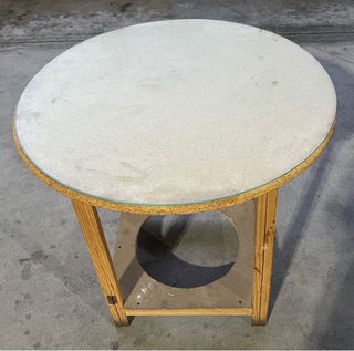 Mesa Madera Redonda Vintage con Cristal